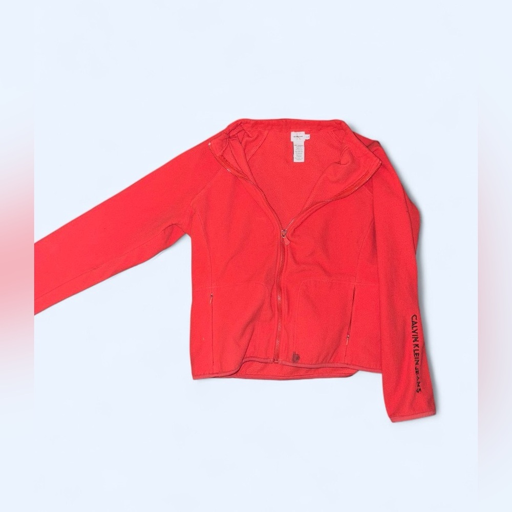 Calvin Klein Men's Fleece Red Full-Zip Jacket - Size Large - Picture 3 of 7